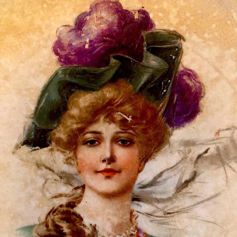 GUC- Hand-Painted Victorian Lady Plate - Picture 4 of 11